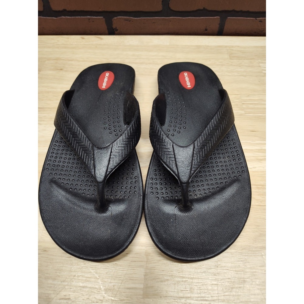 Okabashi Women's 9 flip flops rubber thong beach pool vacation large black